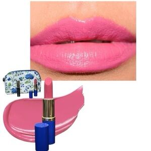 Estee Lauder Pure Color 220 Powerful Lipstick with Mascara & Floral Bag Bundle